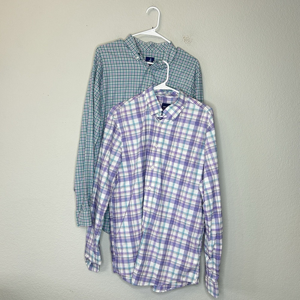 Lot Of 2 Johnnie-O PREP-FORMANCE Button Down Plaid Shirts Size L Multicolor